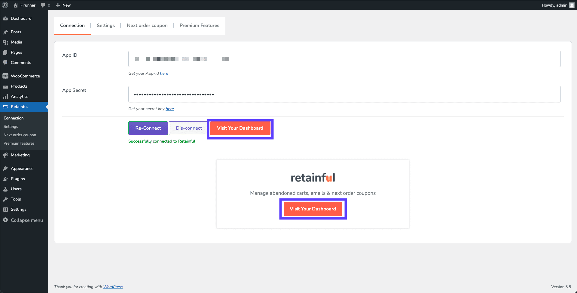 Click visit your dashboard