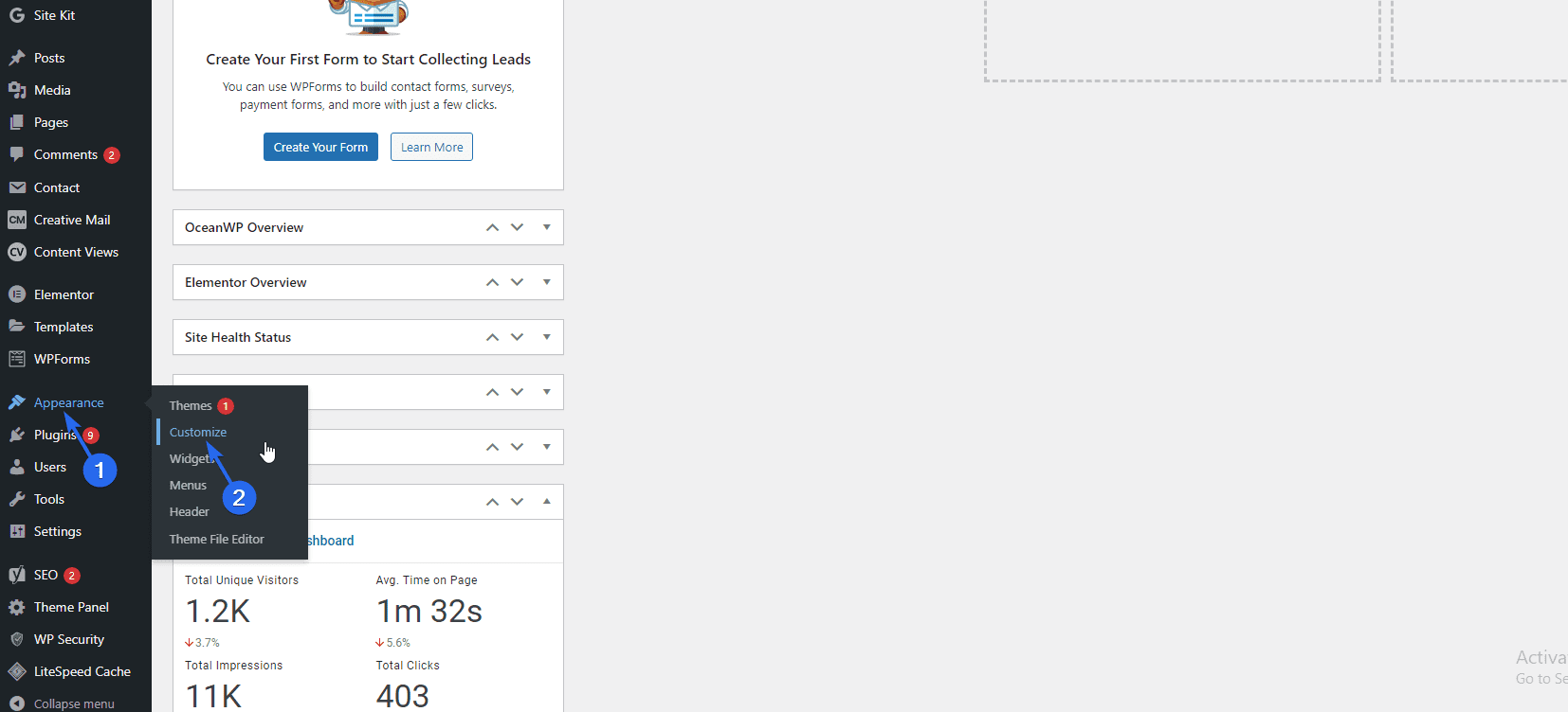 Customize business website theme