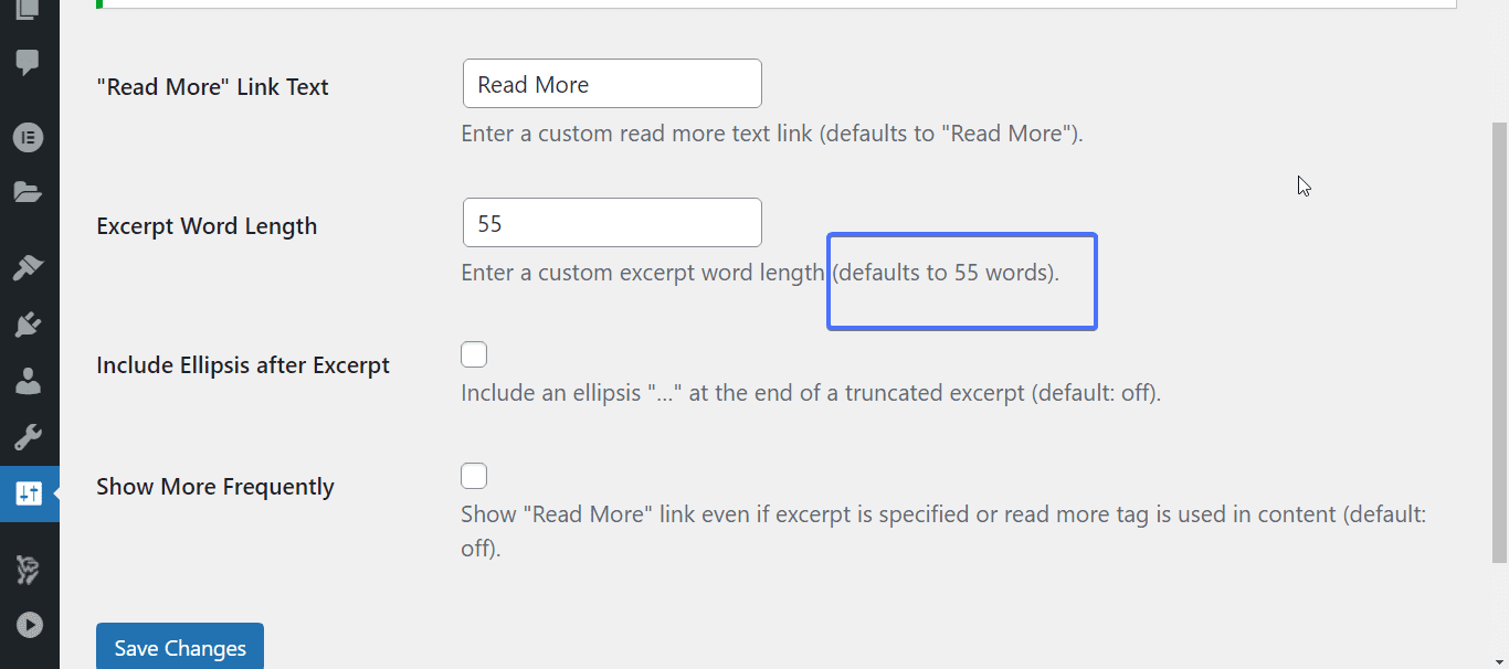 WordPress excerpt length