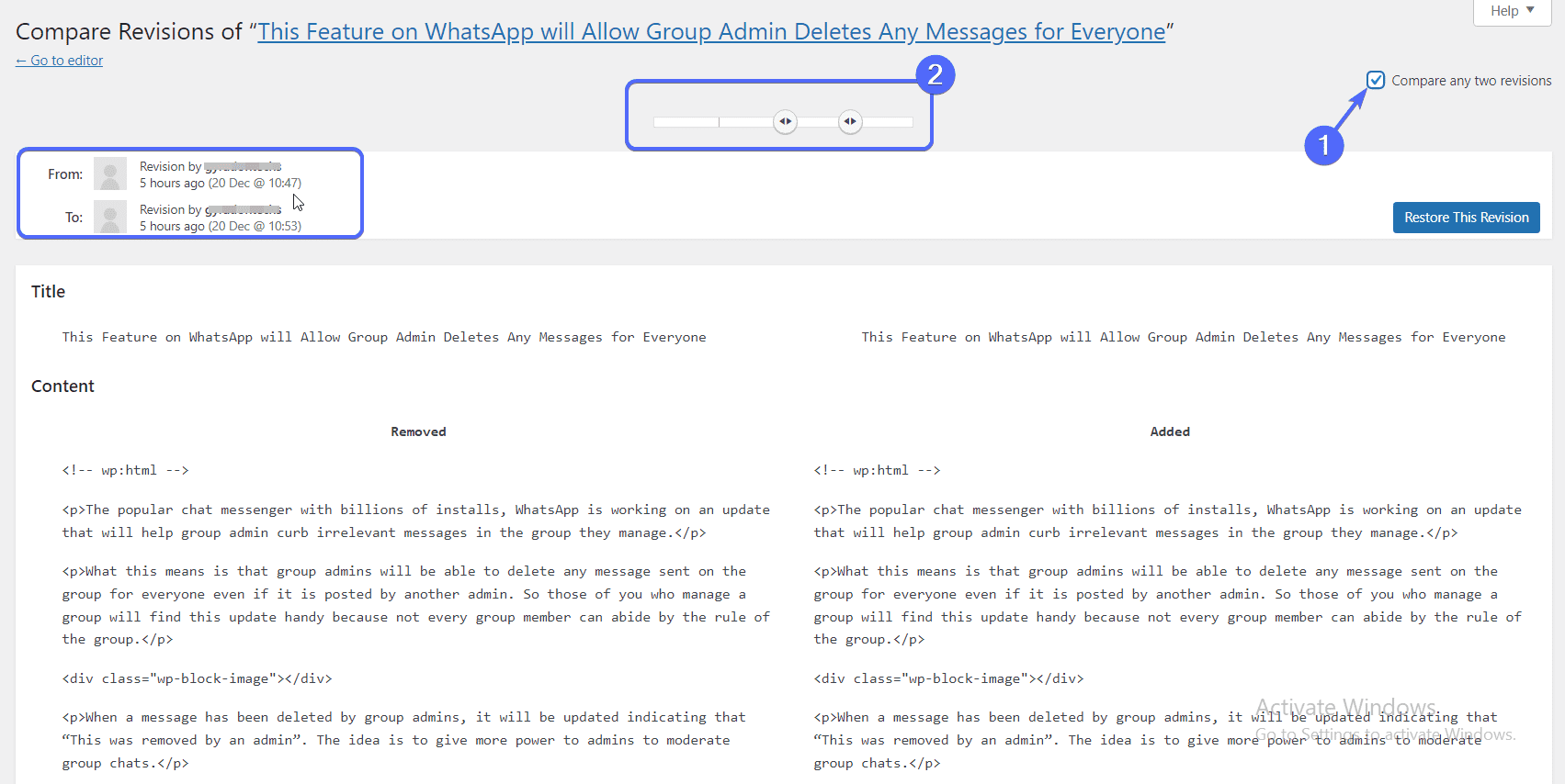 Compare Revisions