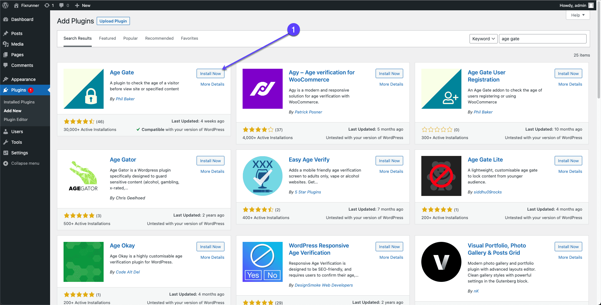 Install Age Gate - WordPress Age Verification Plugin