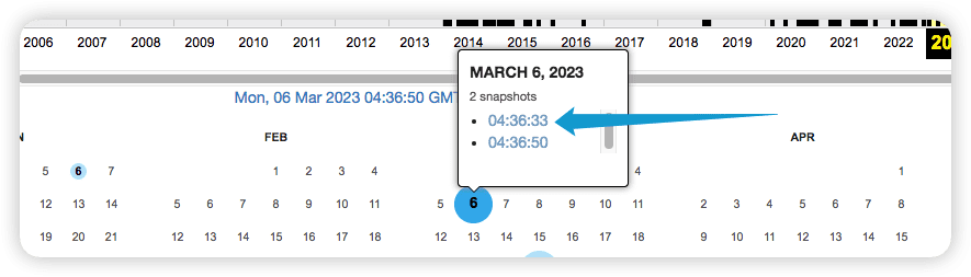 Select snapshot - wordpress deleted pages