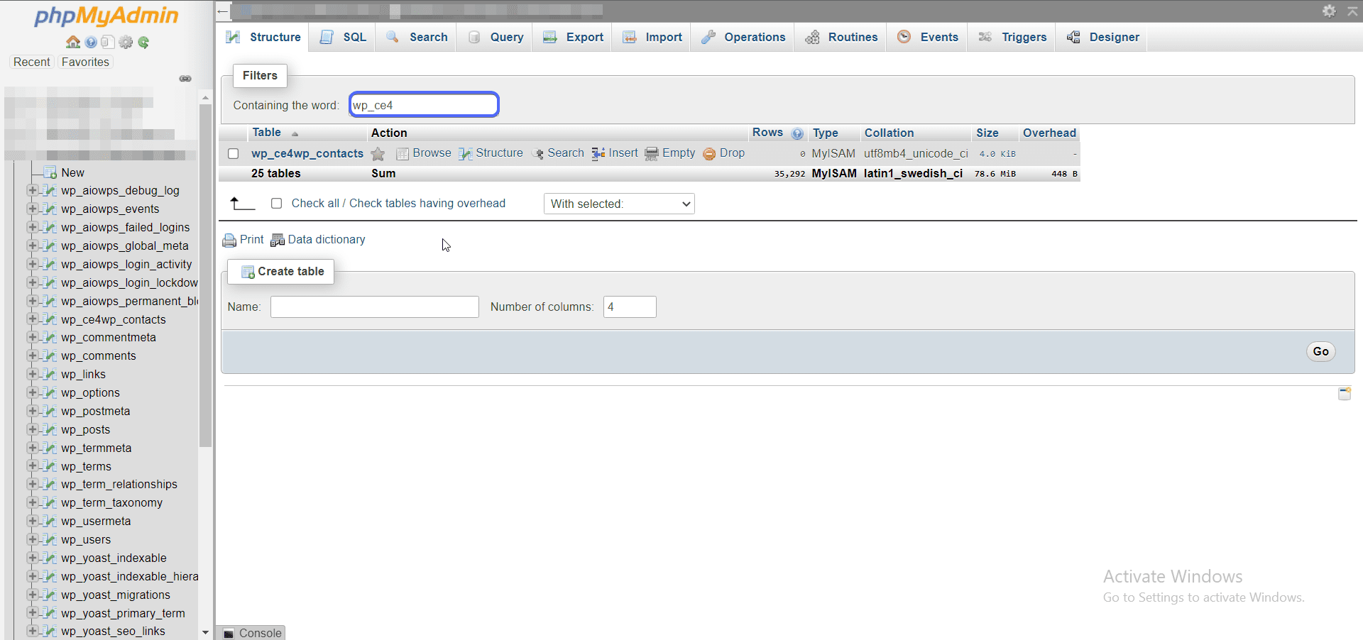 Delete wordpress plugin data via phpmyadmin