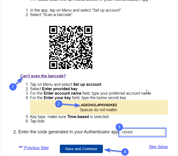 Generate 6-digit code and save