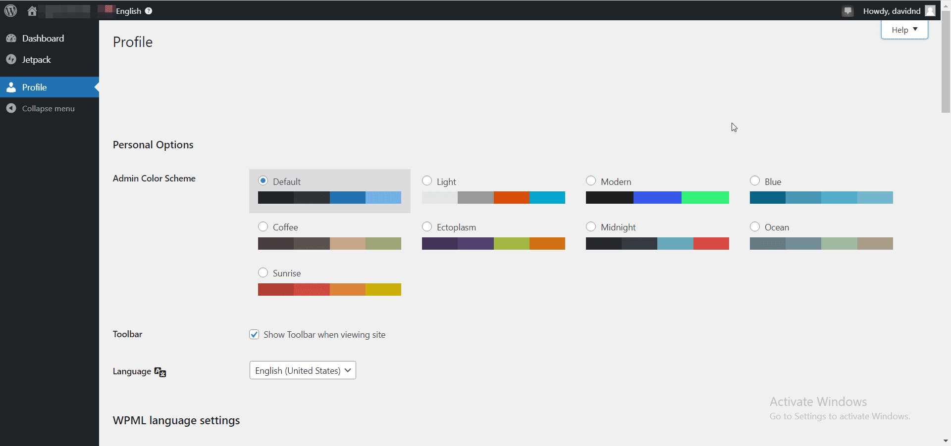 user dashboard - user registration in wordpress