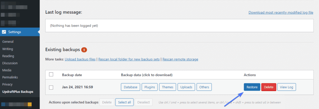 Restore woocommerce backup