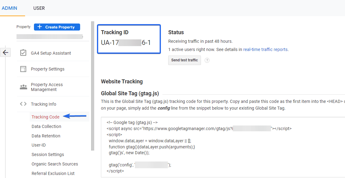 Universal Analytics tracking ID