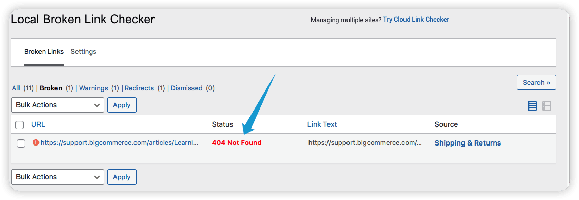 Local broken link checker