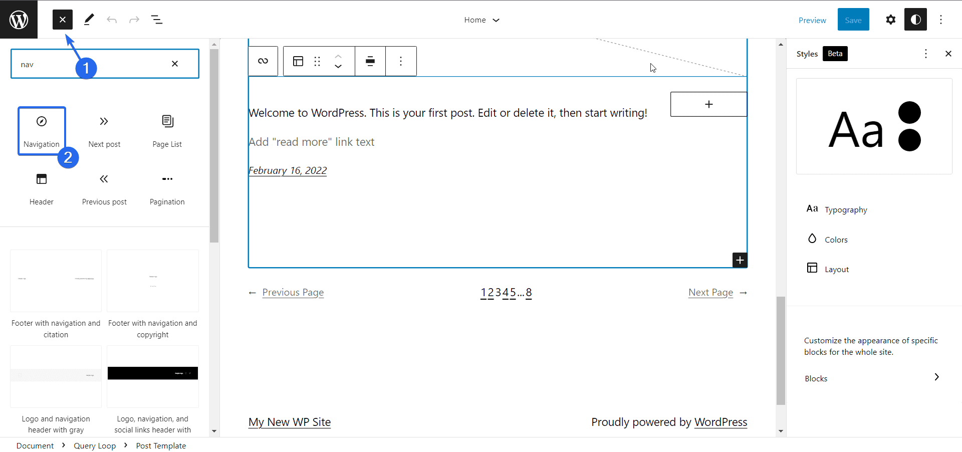 Add a Navigation block