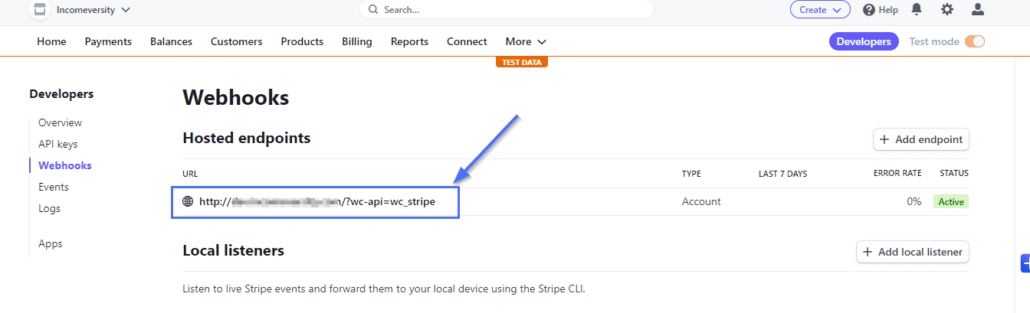 Click the webhook URL to reveal secrets