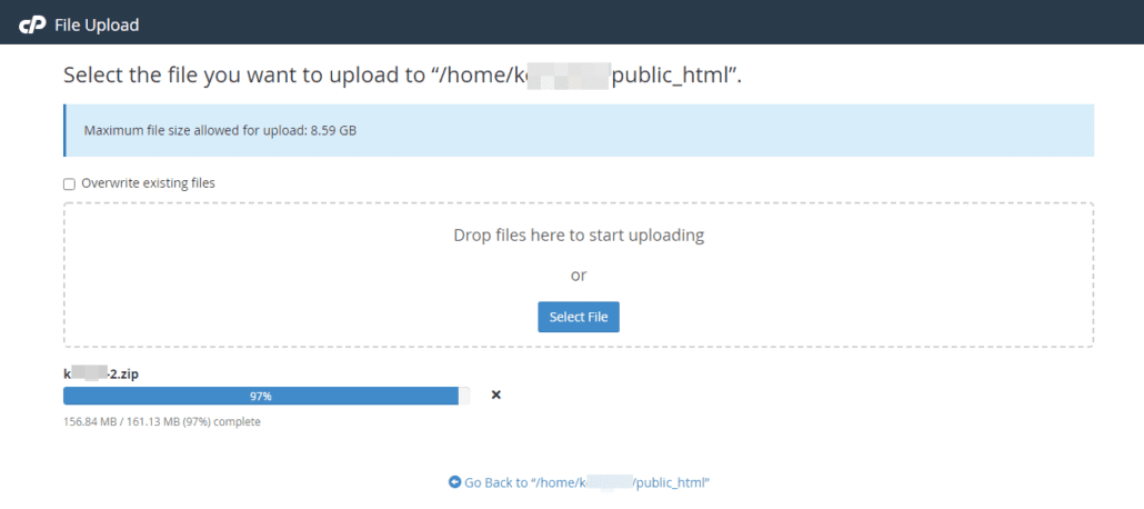 Upload backup file for woocommerce