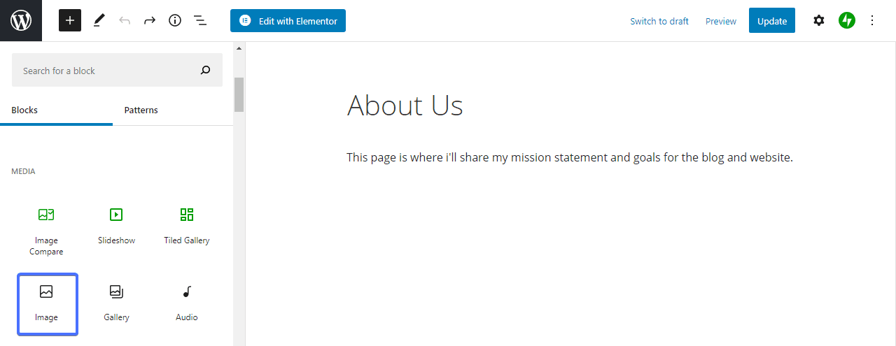 Click 'image' - WordPress GIF