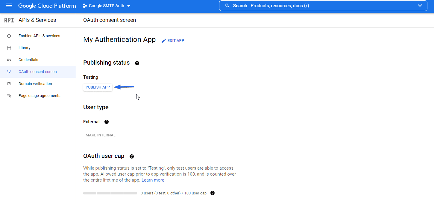 Select Publish APP to make app public