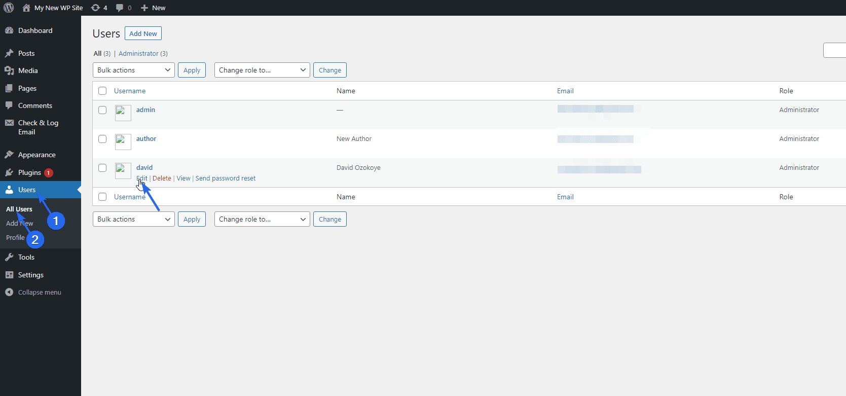 Change email address for other users