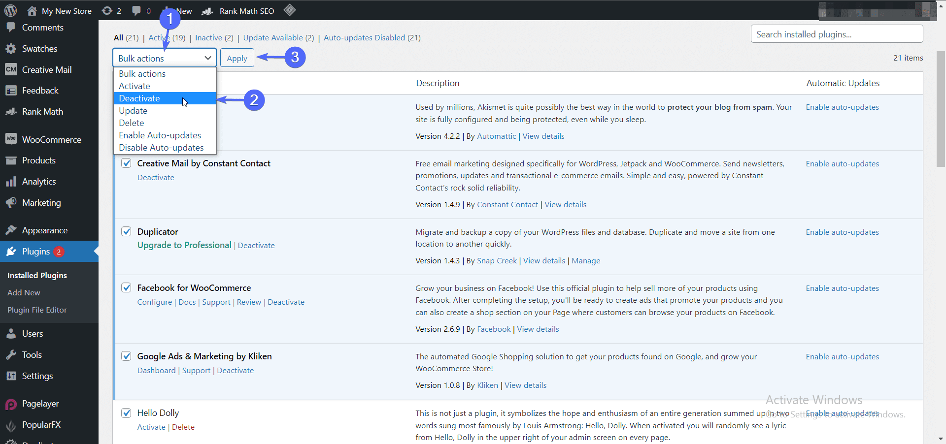 Deactivate Plugins