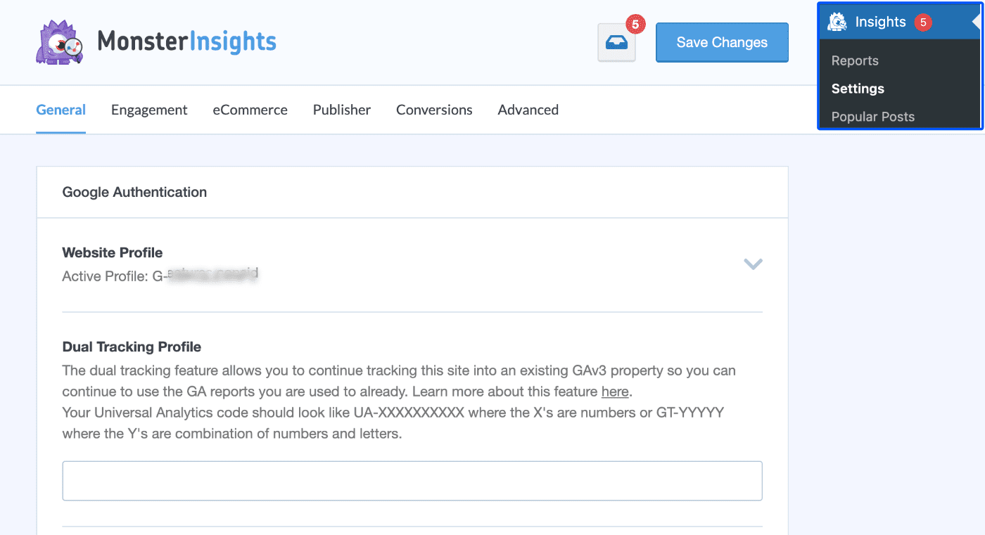 Enter UA tracking code
