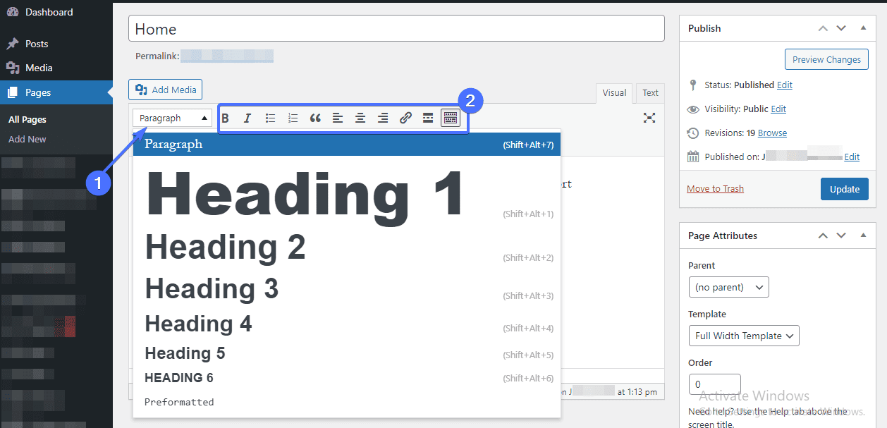 Format texts in classic editor