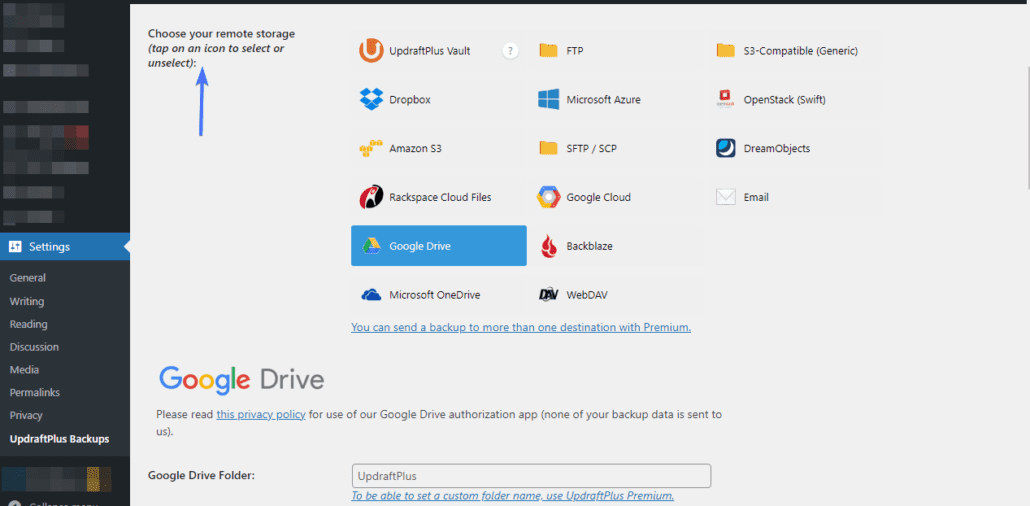 Choose a storage option
