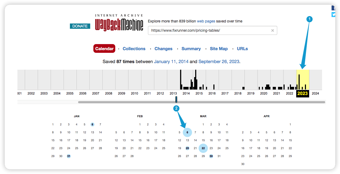 Select dates with blue bubble
