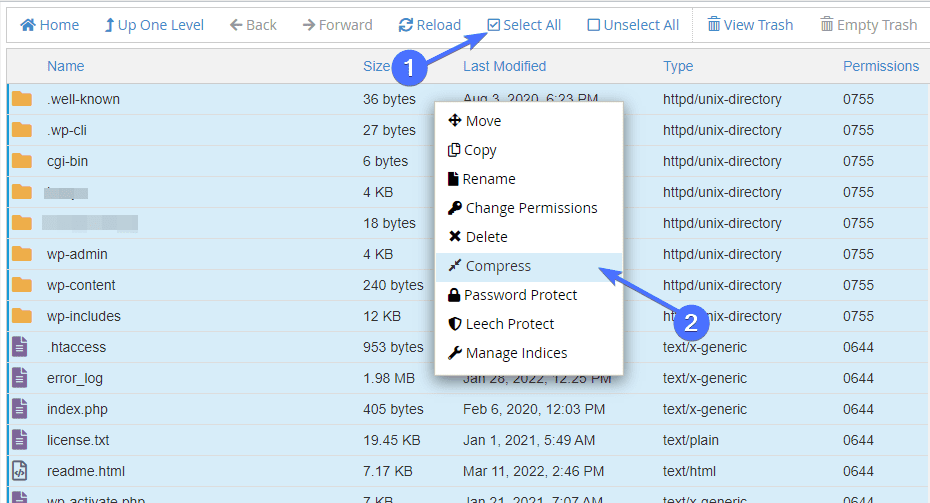 Highlight all files and Compress