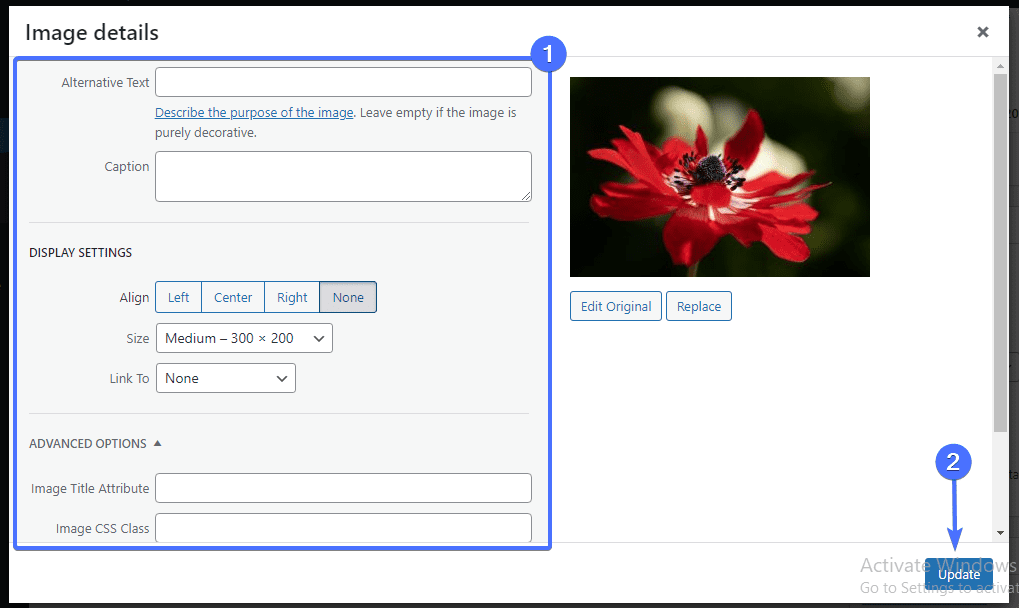 Add image attributes - change wordpress homepage