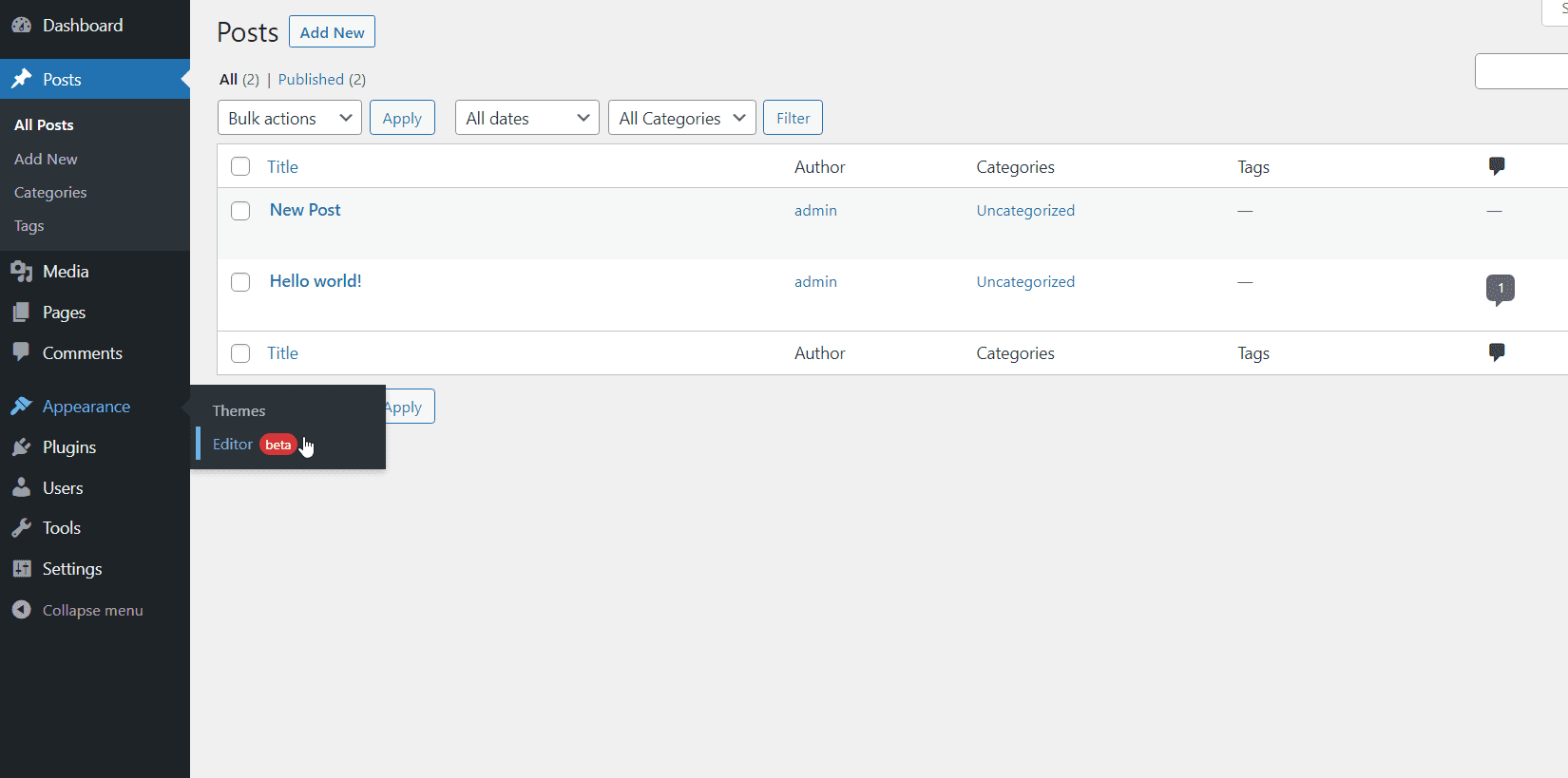 The Editor Beta for WordPress 5.9