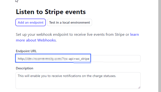 Enter endpoint URL
