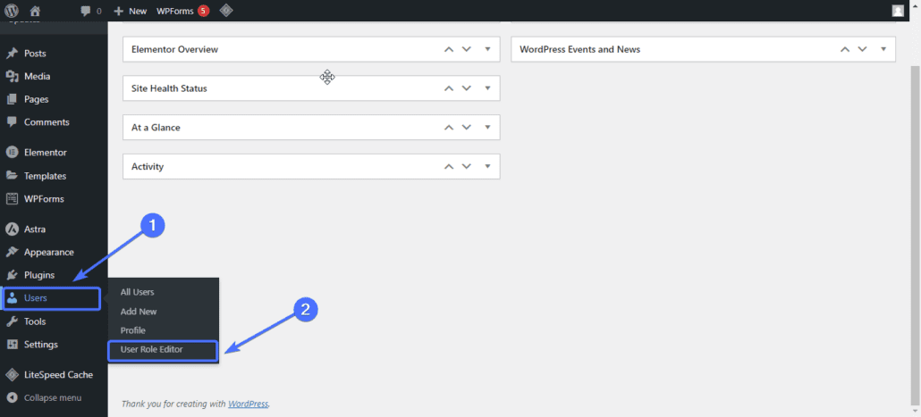 Users >> Roles & Capabilities