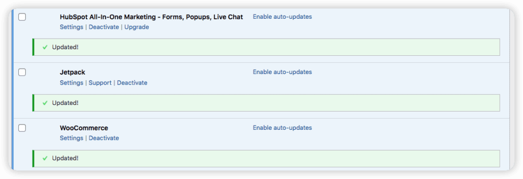 Plugins updated successfully
