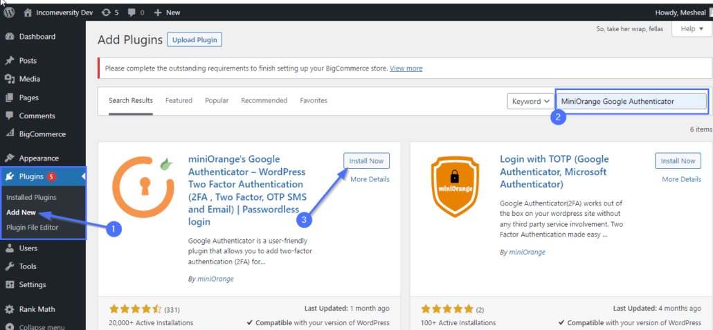 Add new plugins page
