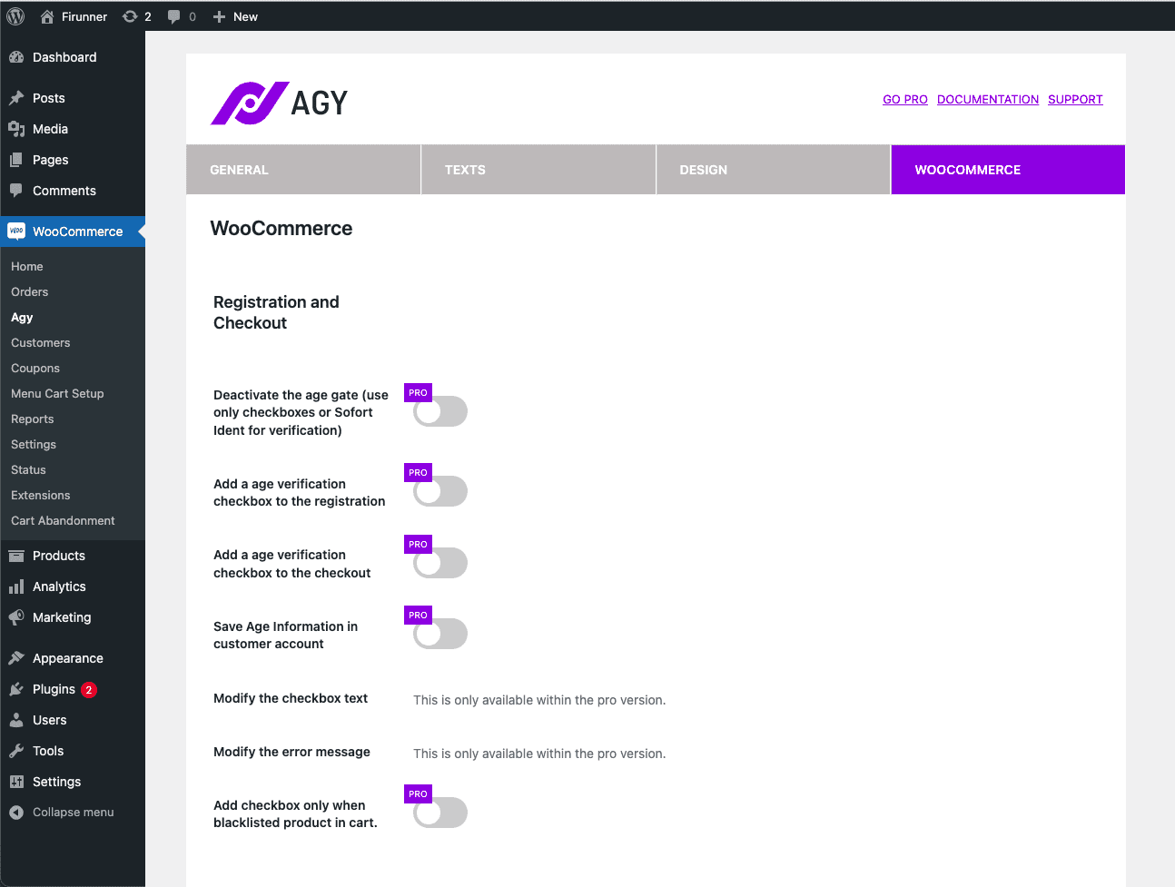 Pro Options Agy - Age Verification for WooCommerce