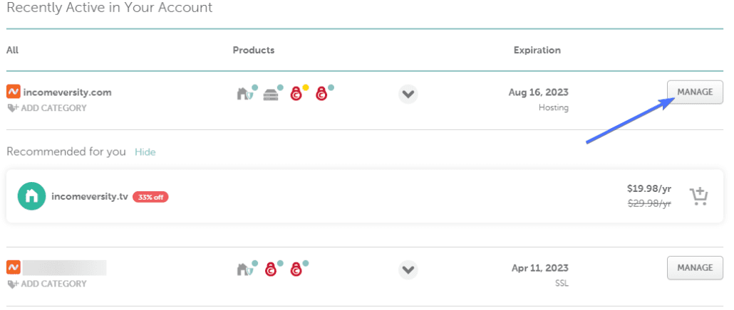 Edit domain and click manage