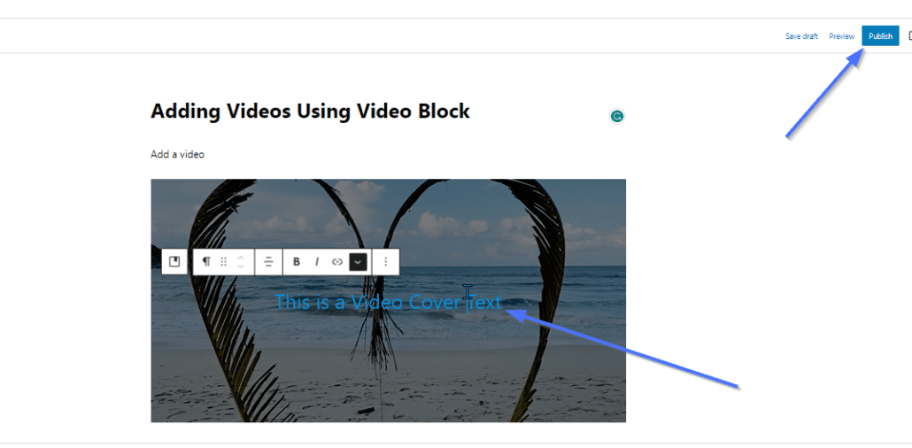 WordPress video background with text