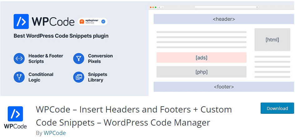 WPCode (Insert Headers and Footers) plugin