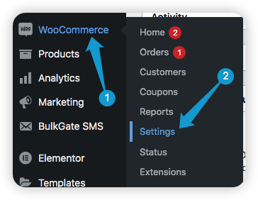 WooCommerce's settings