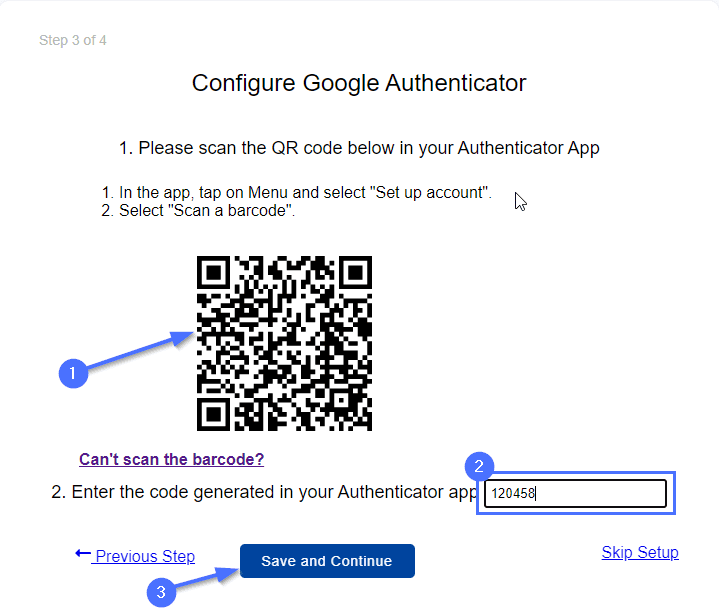 Configure google authenticator