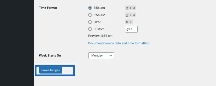 Click the Save Changes button