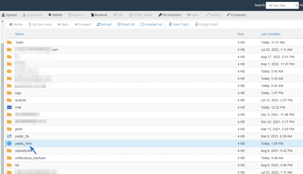 Open the public_html folder to enable debug mode