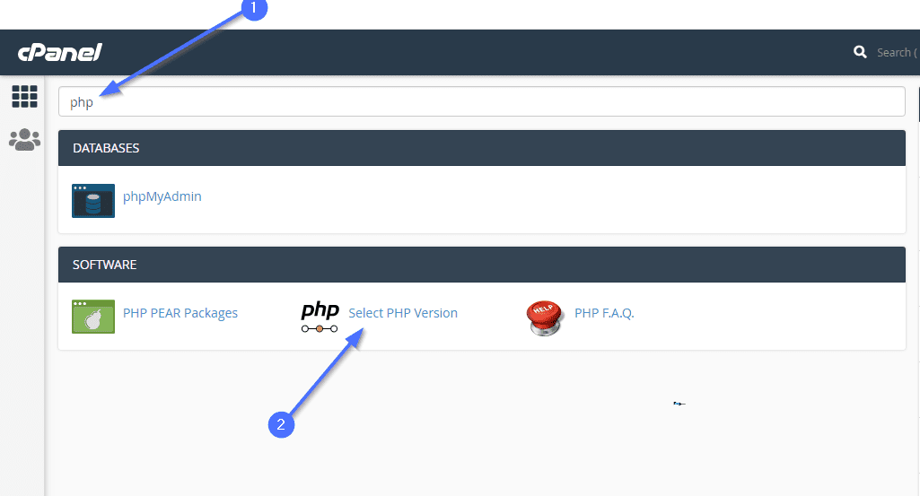 Select PHP version
