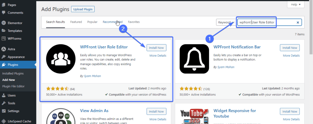 Install and activate plugin - WordPress access control