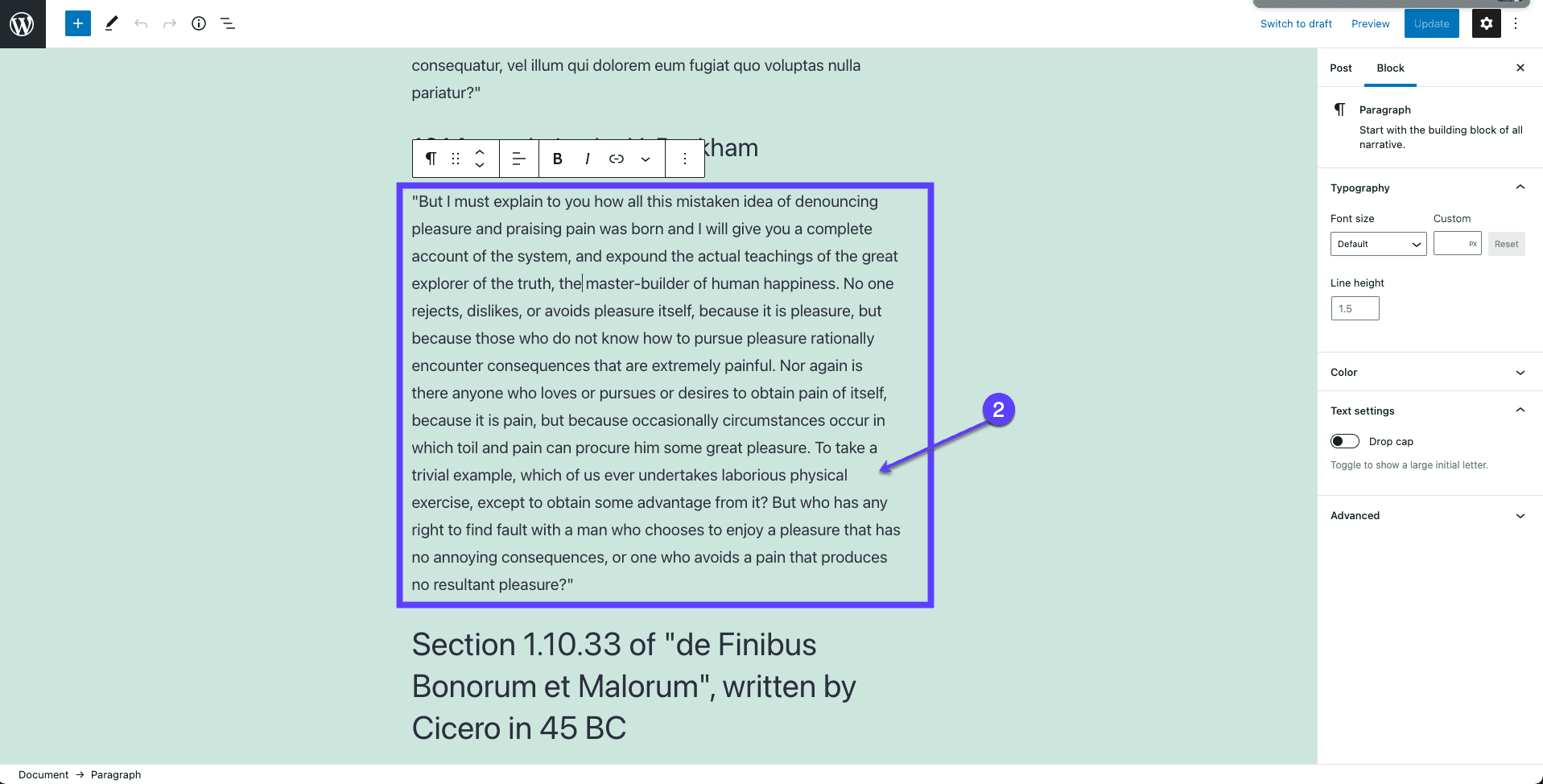 how to change font size in wordpress