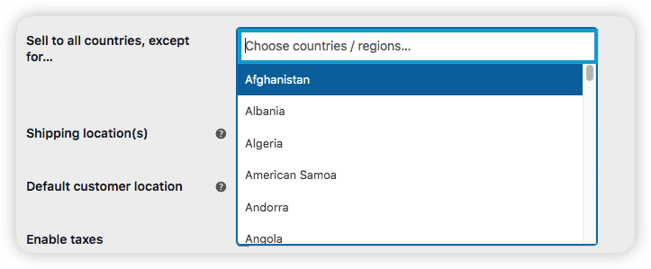 Choose countries to block