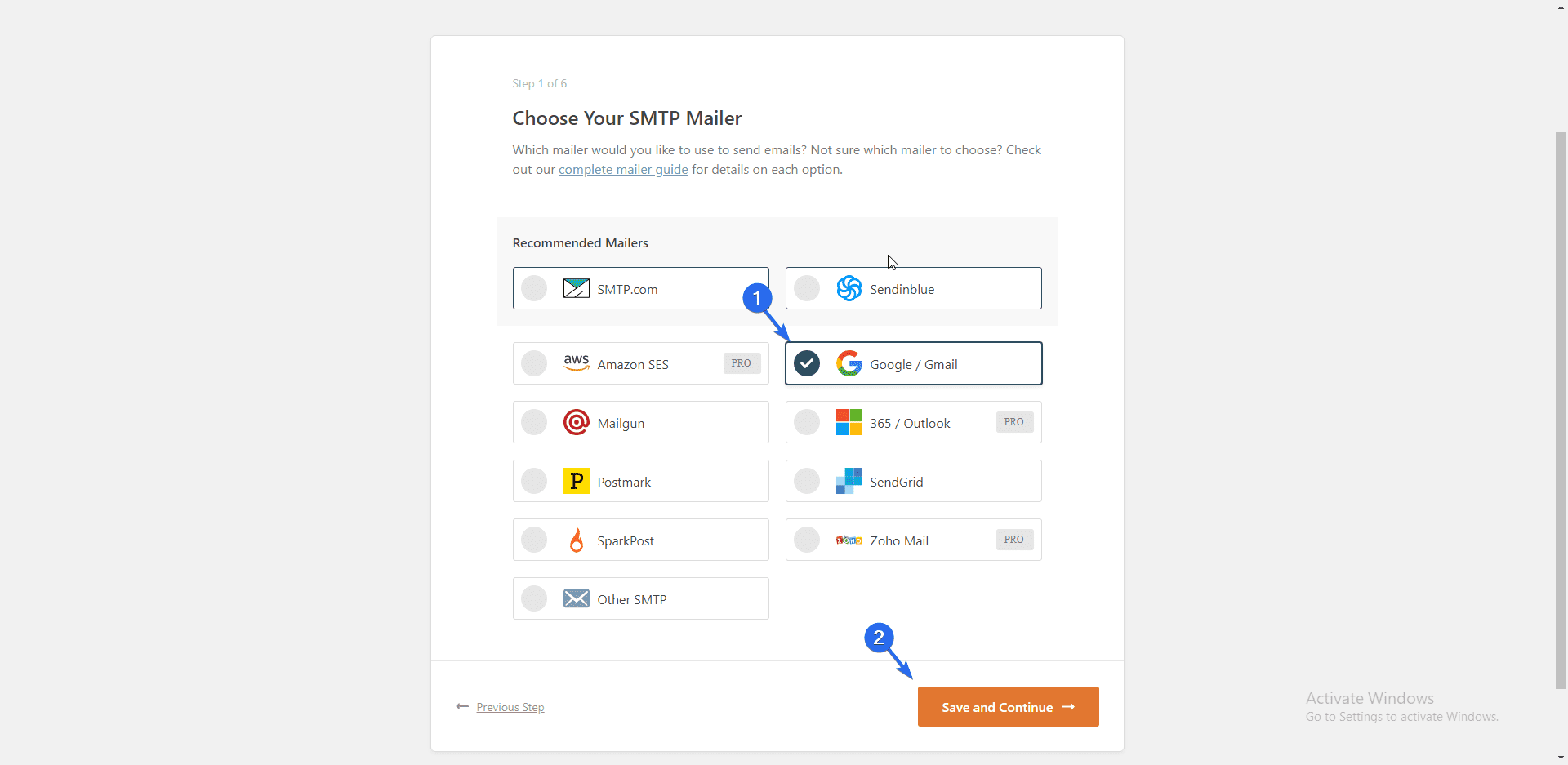 Choose Email service provider - WordPress not sending emails
