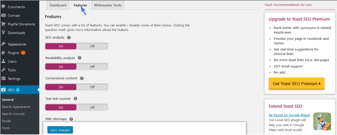 Yoast SEO plugin - features