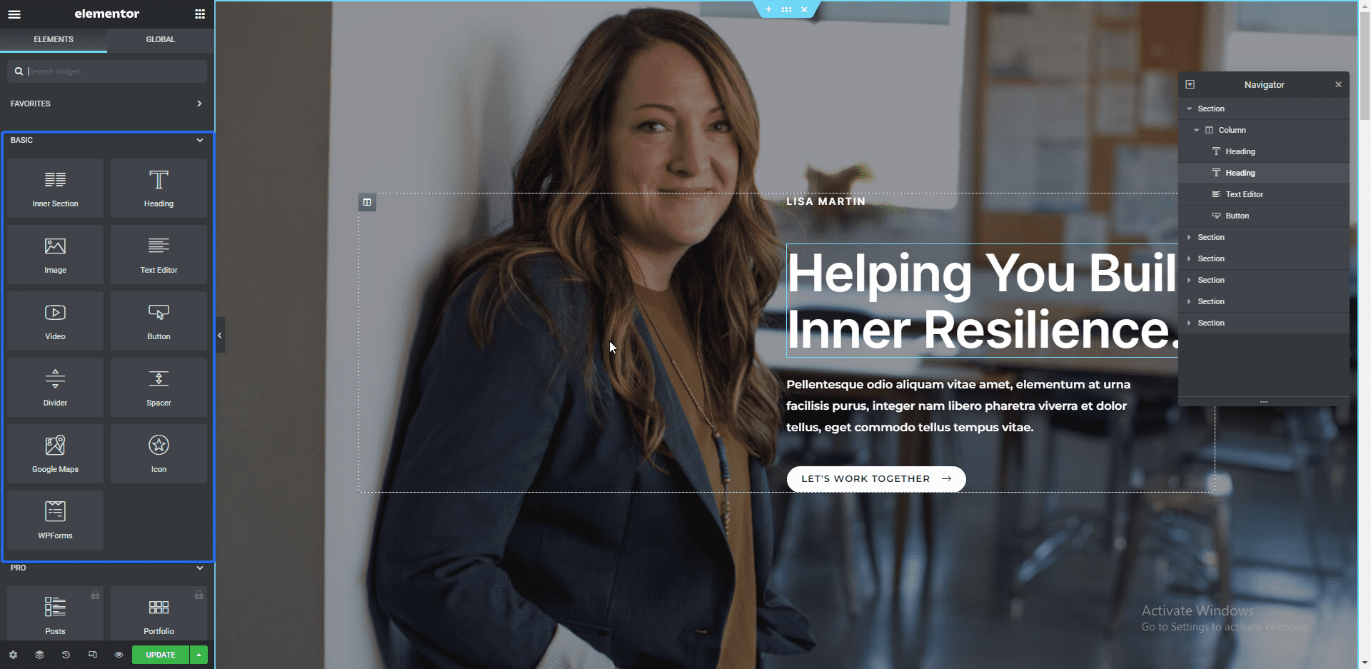 Customize page from starter template