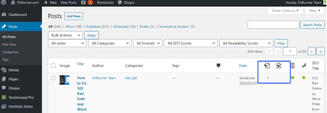 WordPress Dashboard
