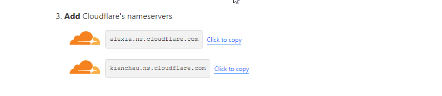 Add Cloudflare nameservers