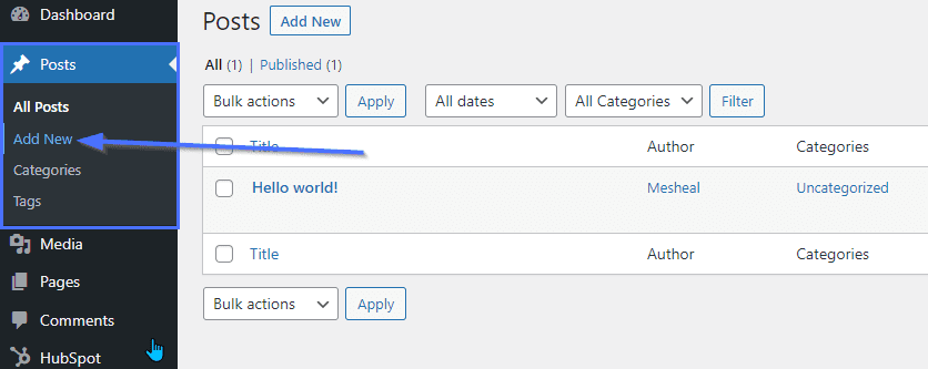 Add new posts page
