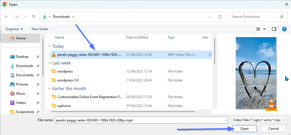 Upload video to website