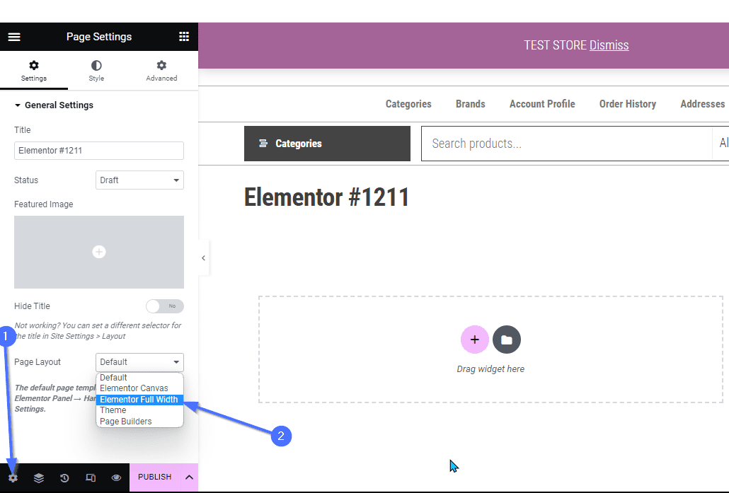 Page Layout dropdown